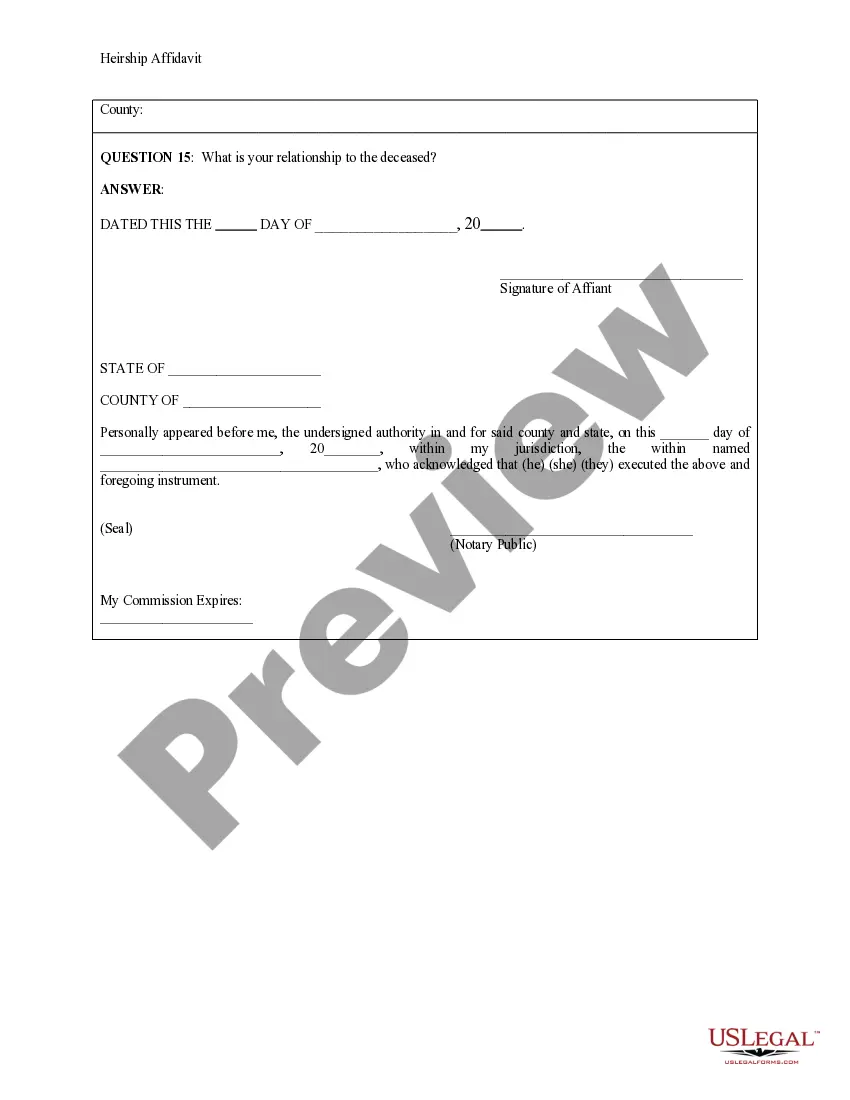 Get Heirship Affidavit - Descent Preview Heirship Affidavit - Descent