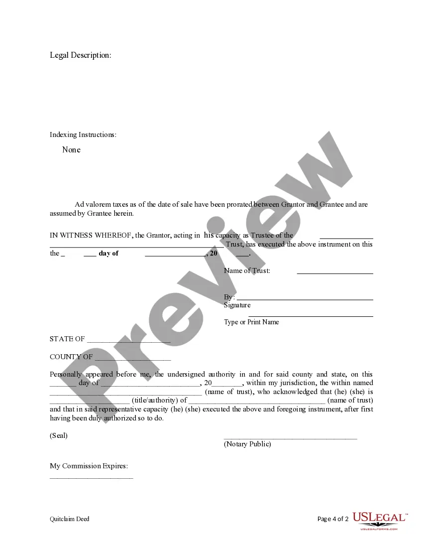 Preview Quitclaim Deed from a Trust to an Individual