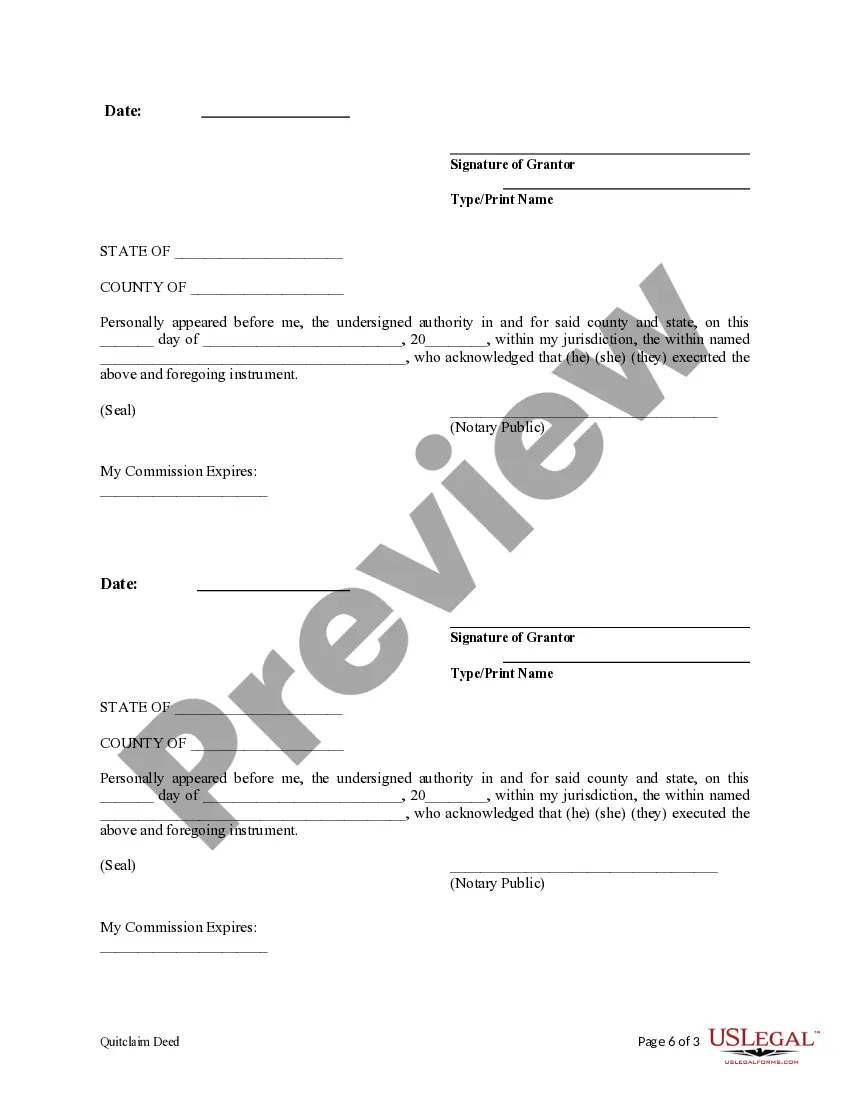 Preview Quitclaim Deed from Three Individuals to Two Individuals
