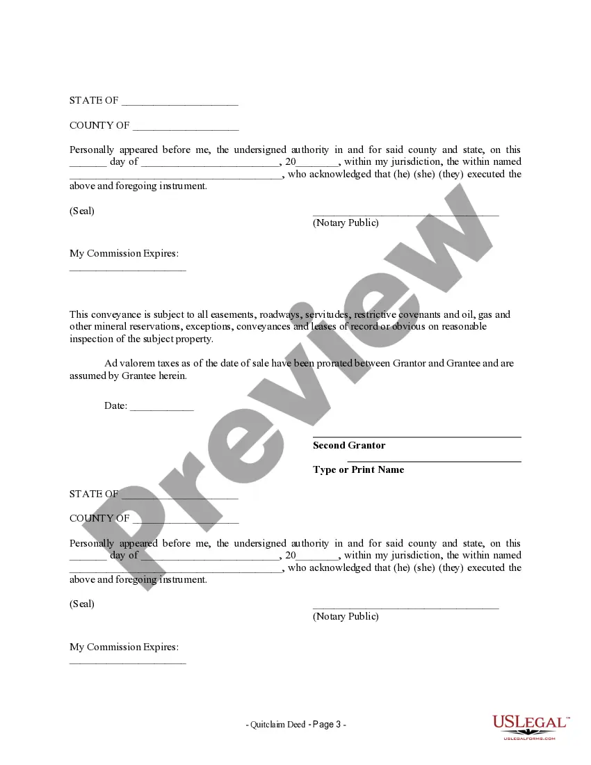 Get Quitclaim Deed from Two Individuals to Two Individuals Preview Quitclaim Deed from Two Individuals to Two Individuals