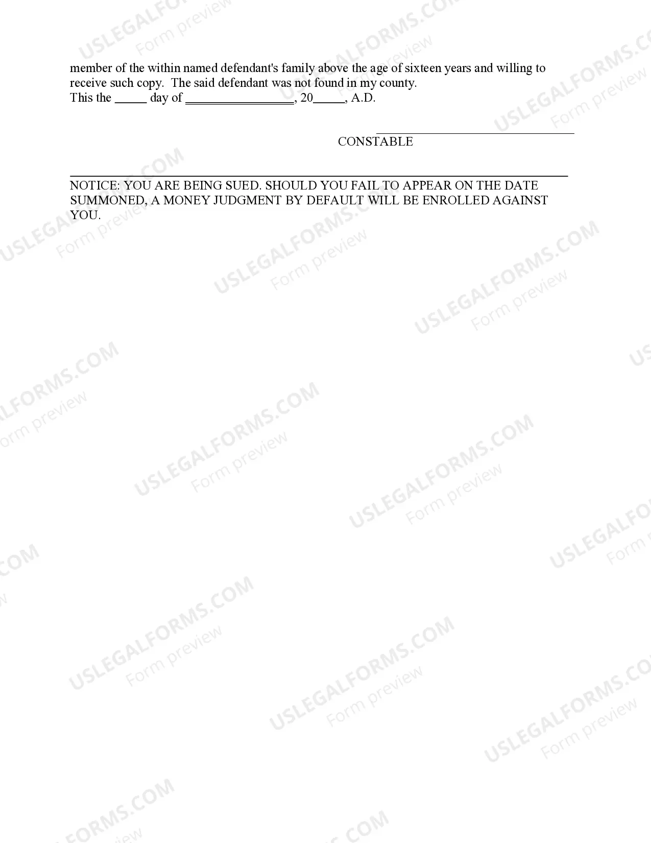 Preview Justice Court Summons