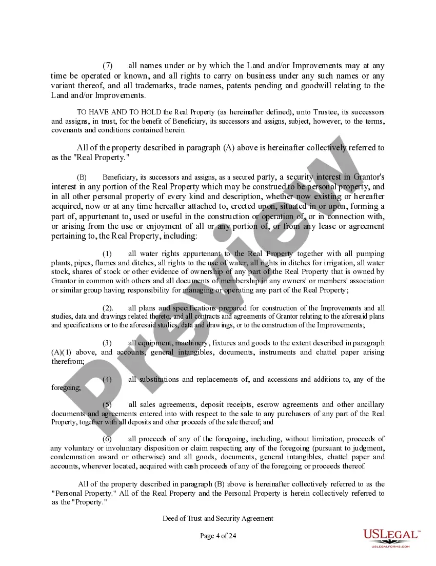 Preview Deed of Trust and Security agreement