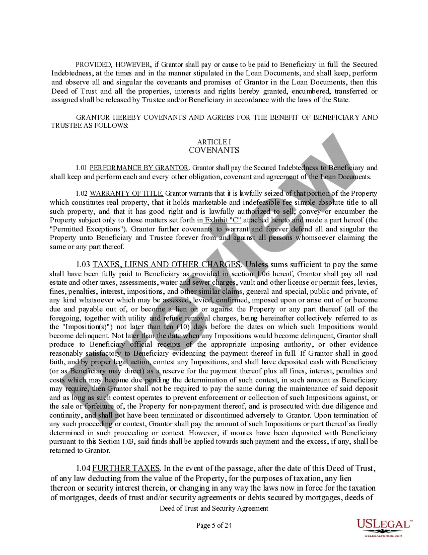Preview Deed of Trust and Security agreement