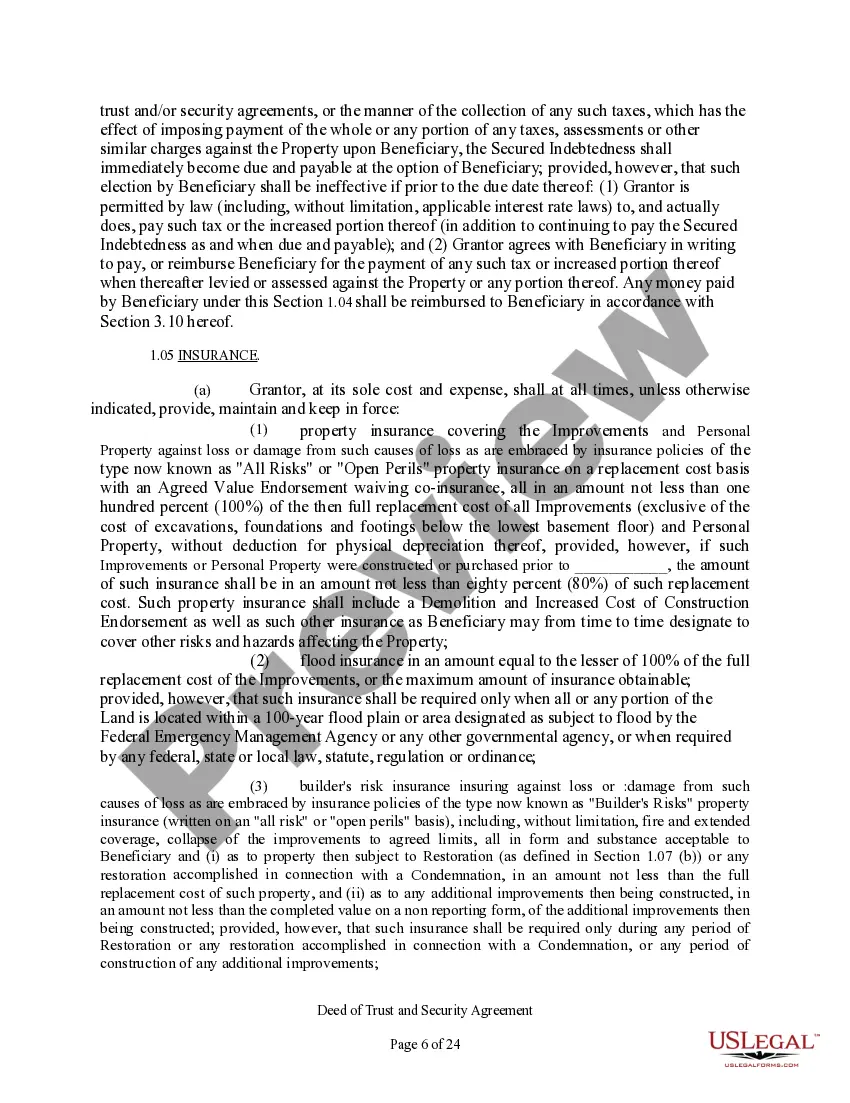 Preview Deed of Trust and Security agreement