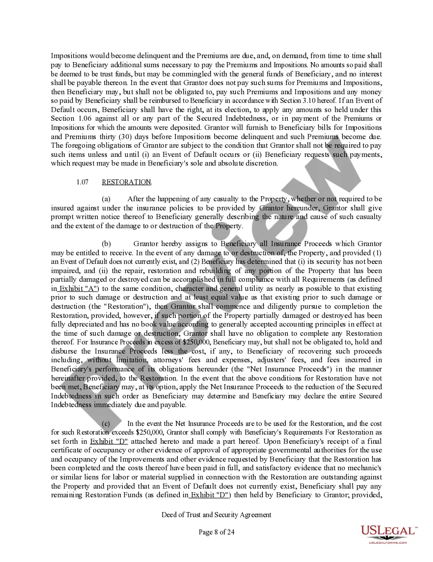 Preview Deed of Trust and Security agreement