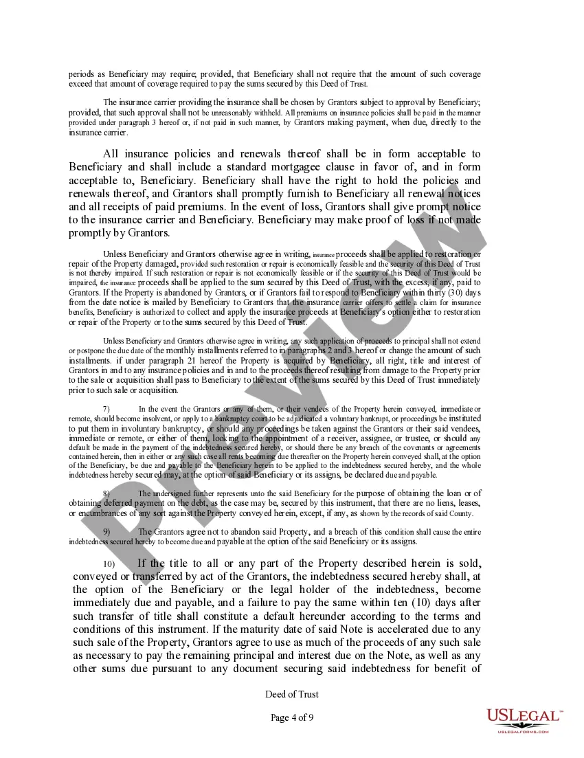 Preview Deed of Trust - Right to Substitute Trustee at Will