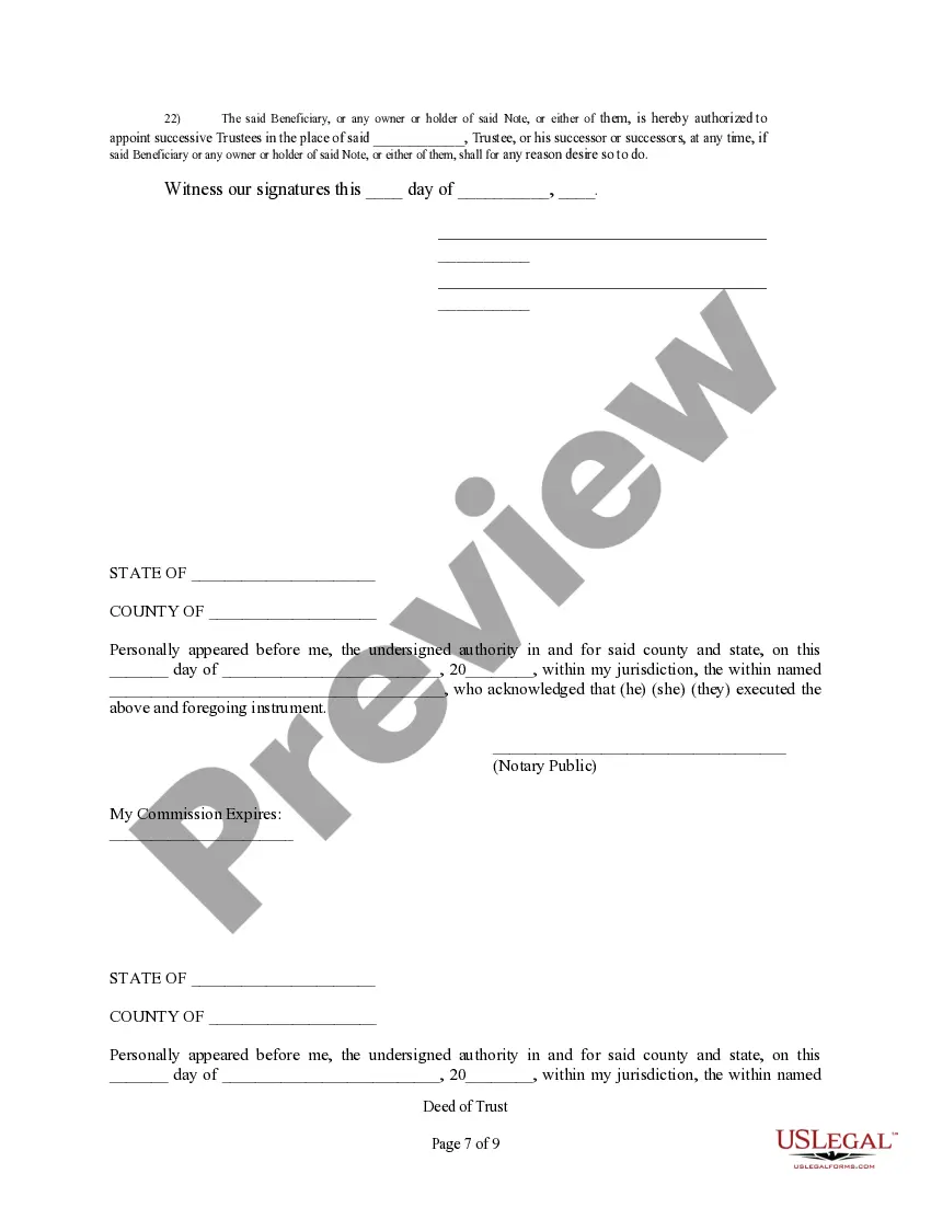 Preview Deed of Trust - Right to Substitute Trustee at Will