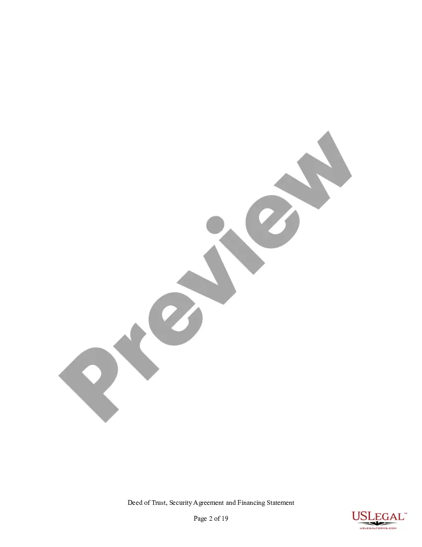 Preview Deed of Trust, Security Agreement and Financing Statement