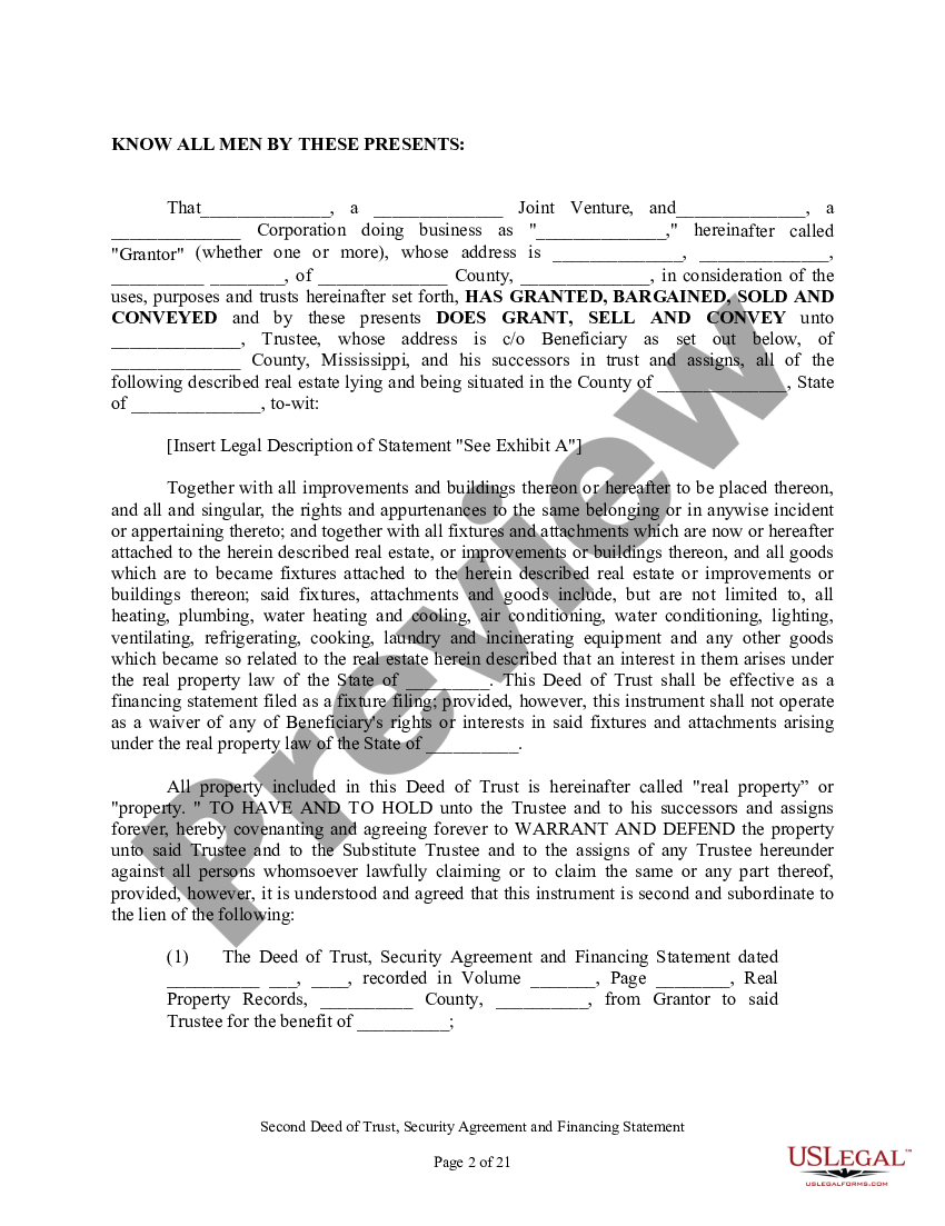 Second Deed Of Trust With Refinance | US Legal Forms