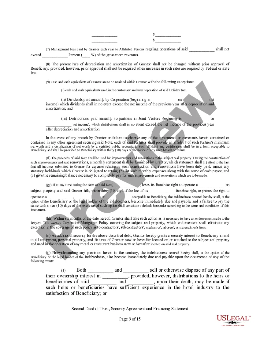 Get Second Deed of Trust, Security Agreement, and Financing Statement Preview Second Deed of Trust, Security Agreement, and Financing Statement