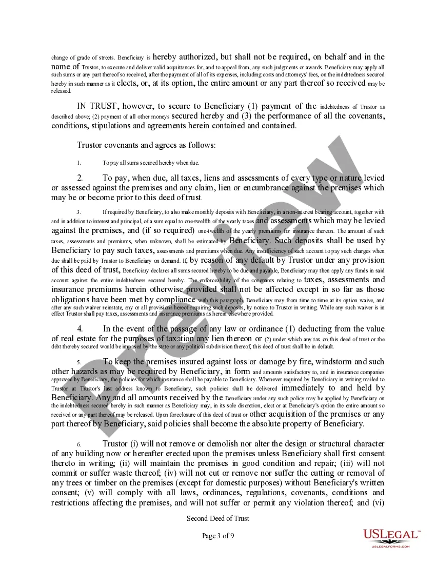 Get Second Deed of Trust Preview Second Deed of Trust
