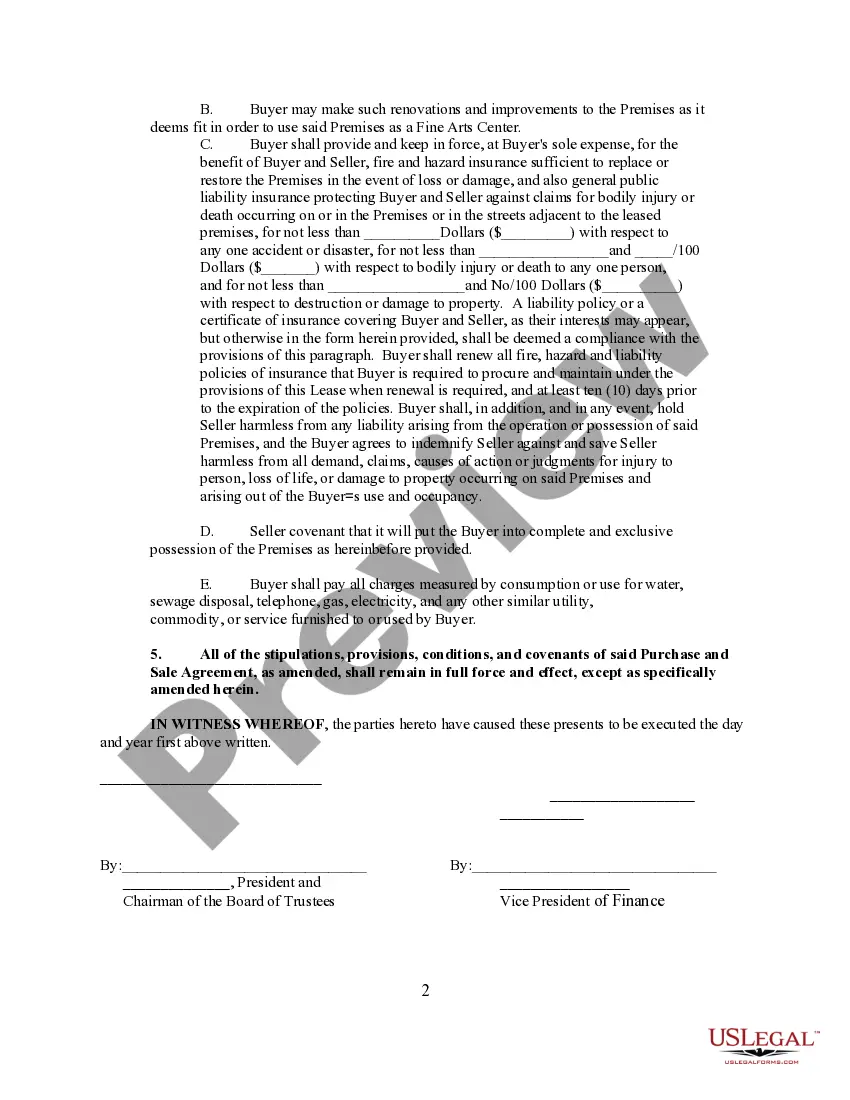 Get Amendment to Purchase and Sale Agreement Preview Amendment to Purchase and Sale Agreement