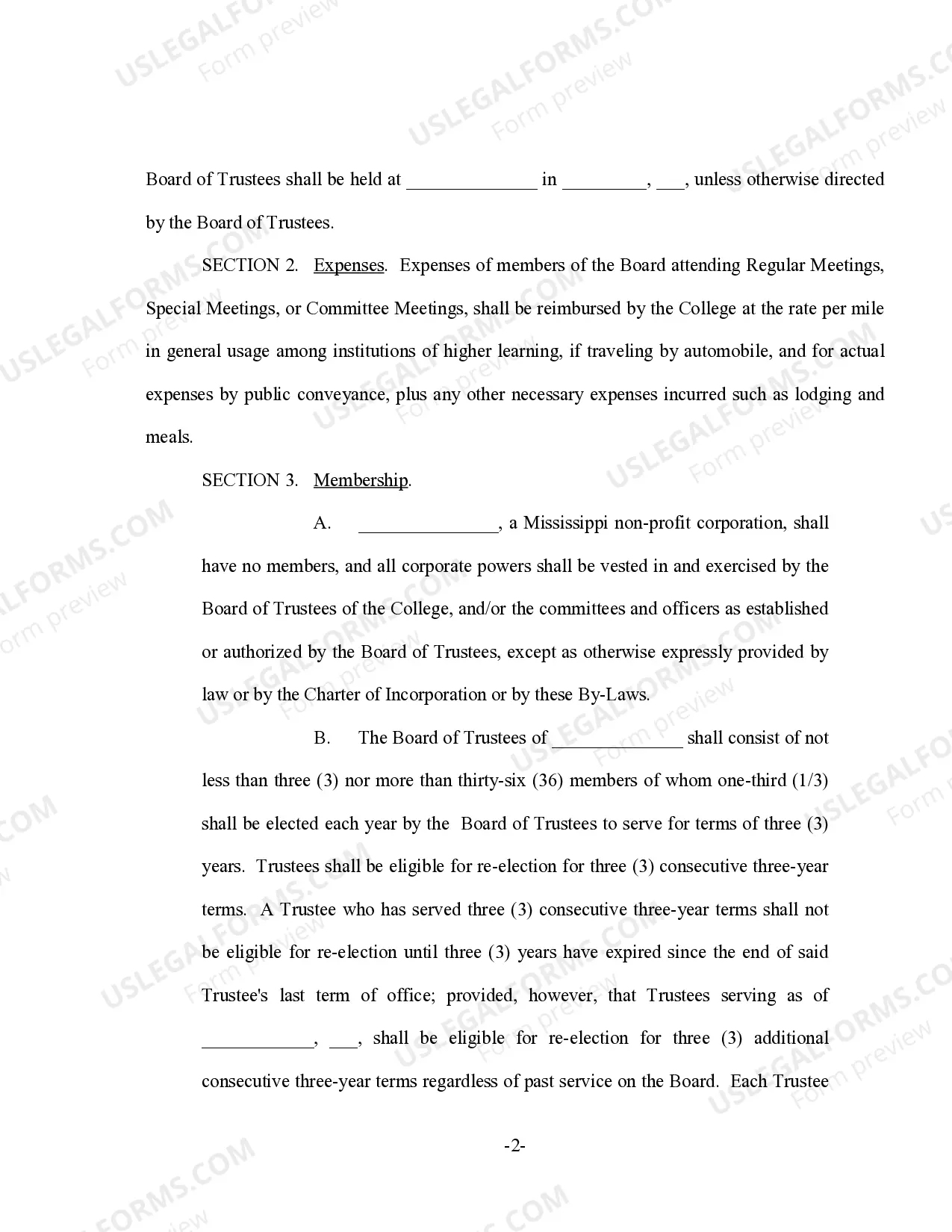Preview Bylaws For Christian College
