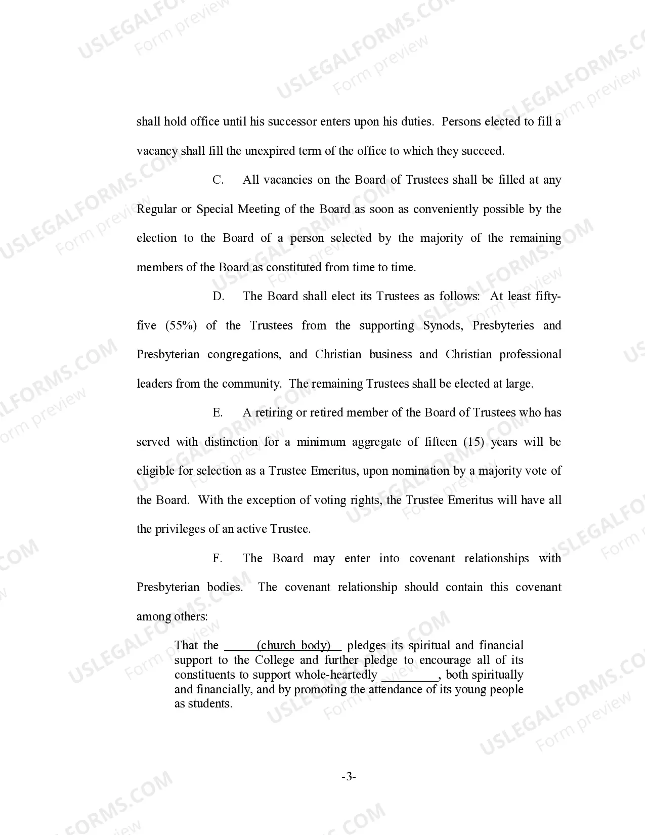 Preview Bylaws For Christian College