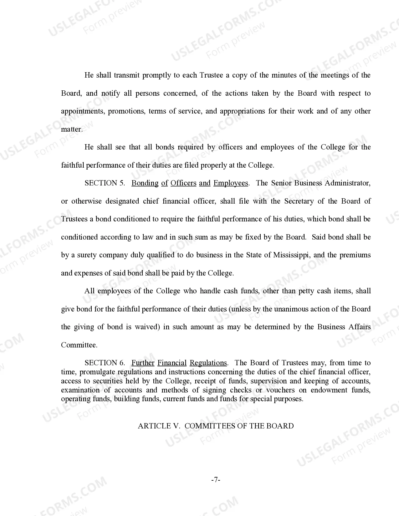 Preview Bylaws For Christian College