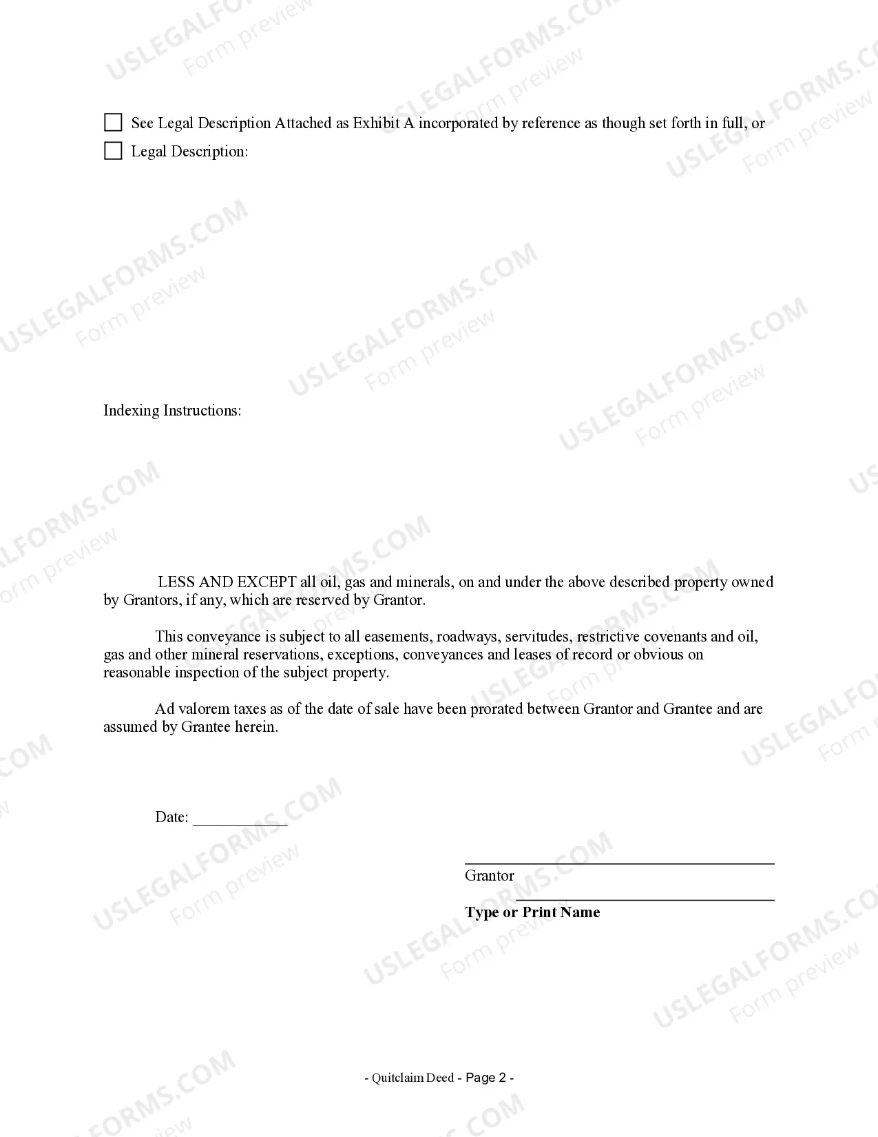 Preview Quitclaim Deed from Individual to Corporation