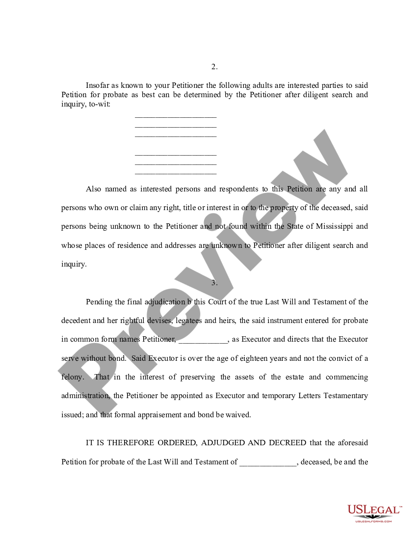 Letter Of Testamentary Mississippi Withholding Us Legal Forms 0893