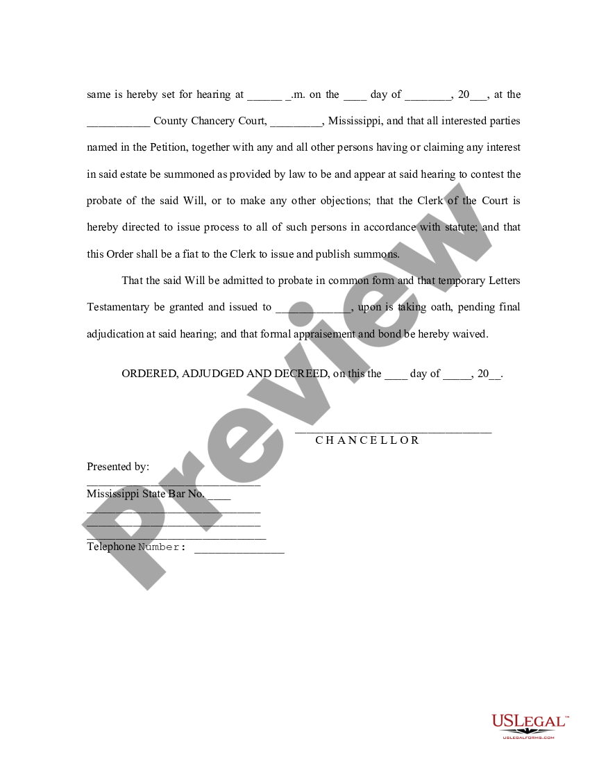 mississippi-order-granting-hearing-and-temporary-letters-testamentary