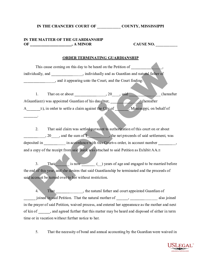 Free Printable Guardianship Forms Mississippi