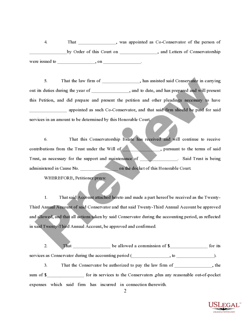 Preview Petition for Approval To Pay Annual Account and Fees