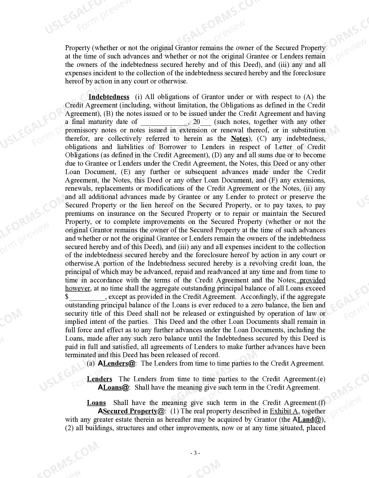 Preview Sample Deed of Trust, Assignment of Leases, Security Agreement and Fixture Filing
