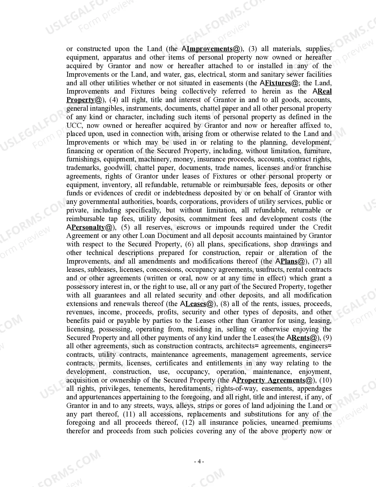 Preview Sample Deed of Trust, Assignment of Leases, Security Agreement and Fixture Filing