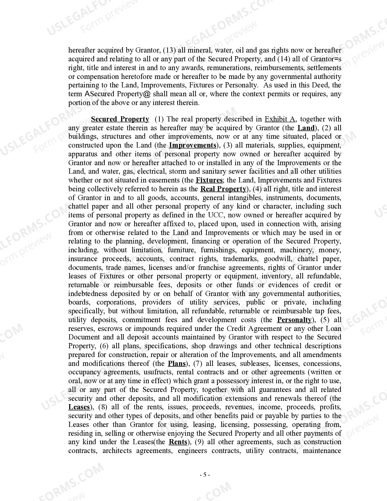 Preview Sample Deed of Trust, Assignment of Leases, Security Agreement and Fixture Filing