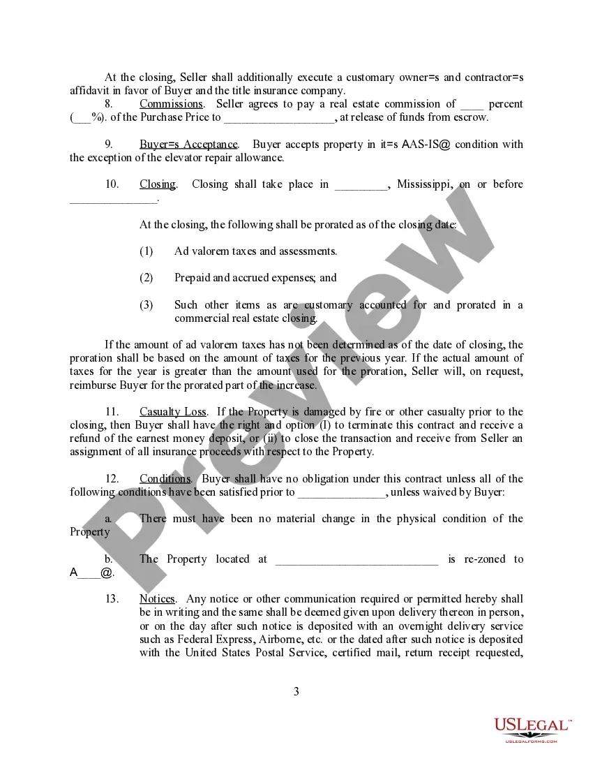 Preview Simple Contract For Sale of Commercial Property