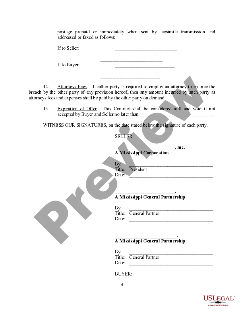 Preview Simple Contract For Sale of Commercial Property