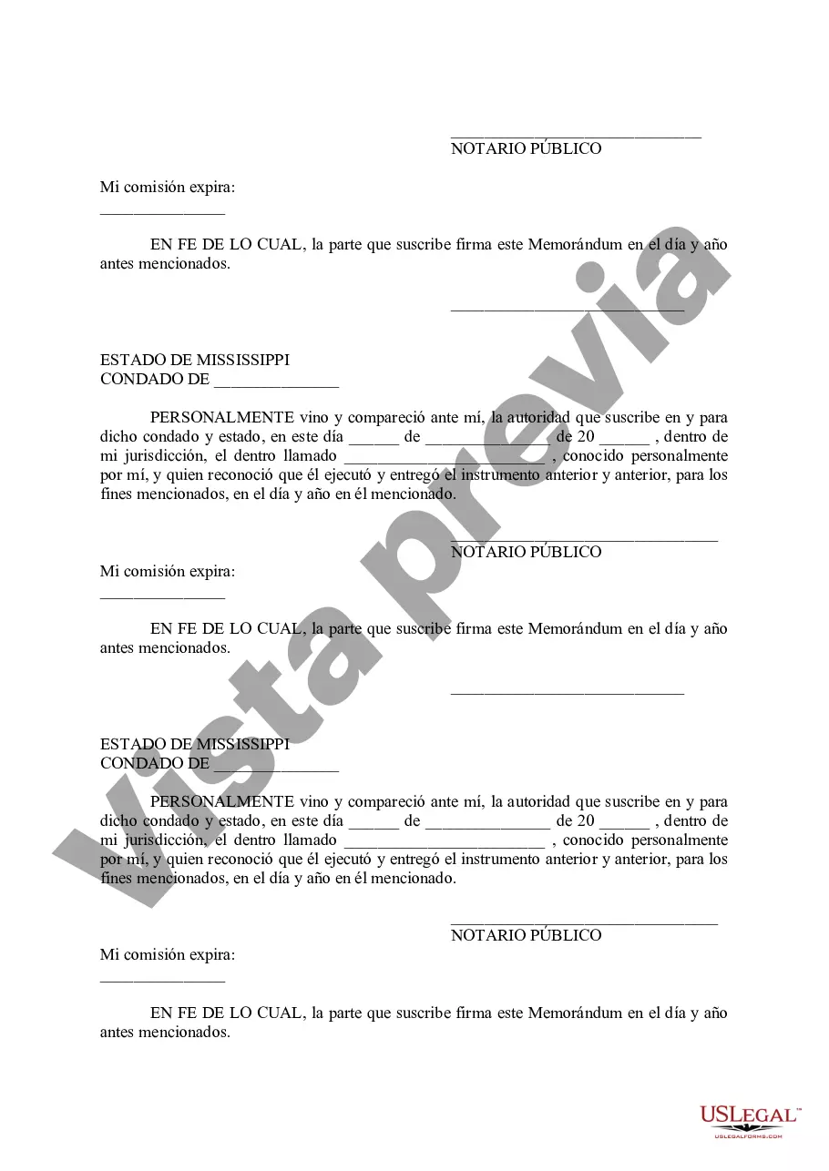 Preview Memorándum de acuerdo de tenencia en común modificado y actualizado