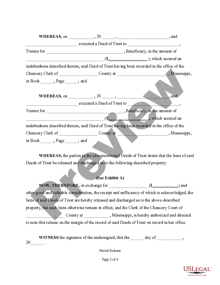Preview Partial Release from Deed of Trust