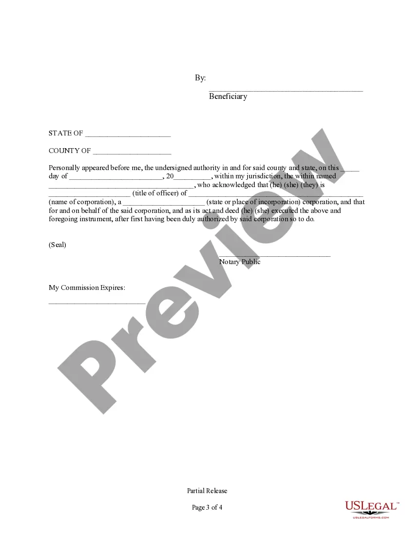 Preview Partial Release from Deed of Trust