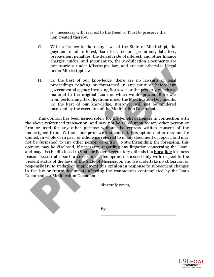 Preview Sample Legal Opinion Re Loan Modification