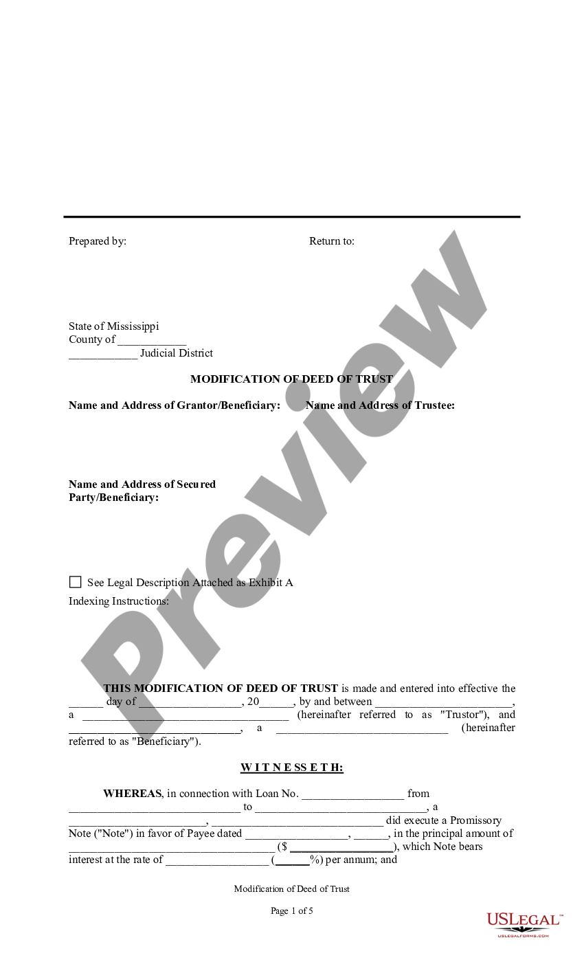 page 0 Sample Change or Modification of Deed of Trust preview