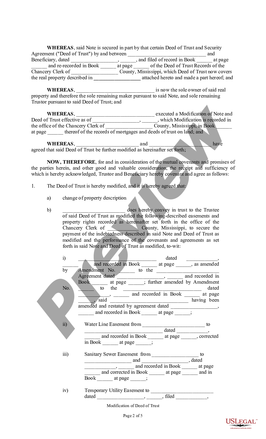 page 1 Sample Change or Modification of Deed of Trust preview