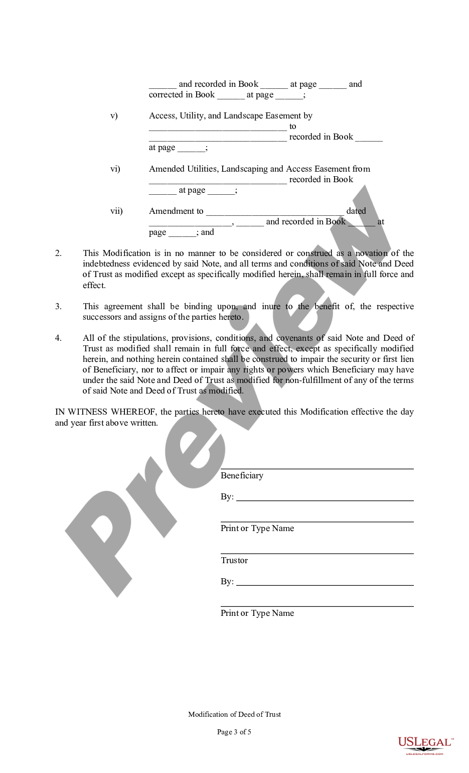 page 2 Sample Change or Modification of Deed of Trust preview
