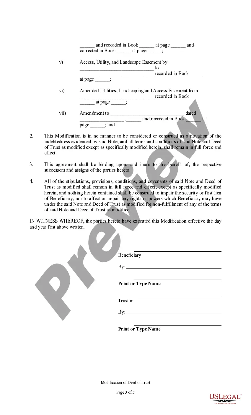 Get Sample Change or Modification of Deed of Trust Preview Sample Change or Modification of Deed of Trust