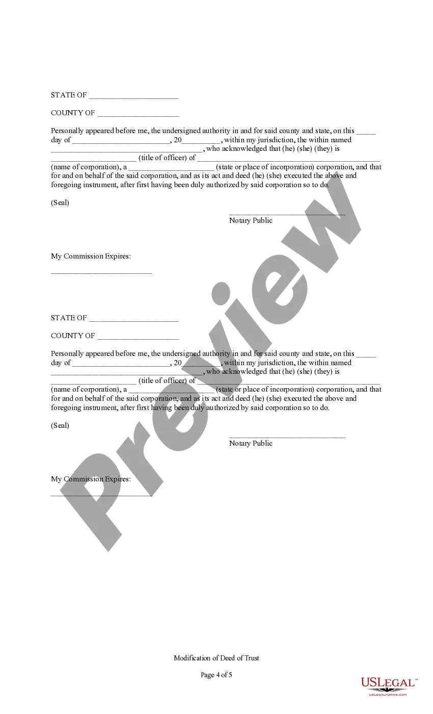 Get Sample Change or Modification of Deed of Trust Preview Sample Change or Modification of Deed of Trust