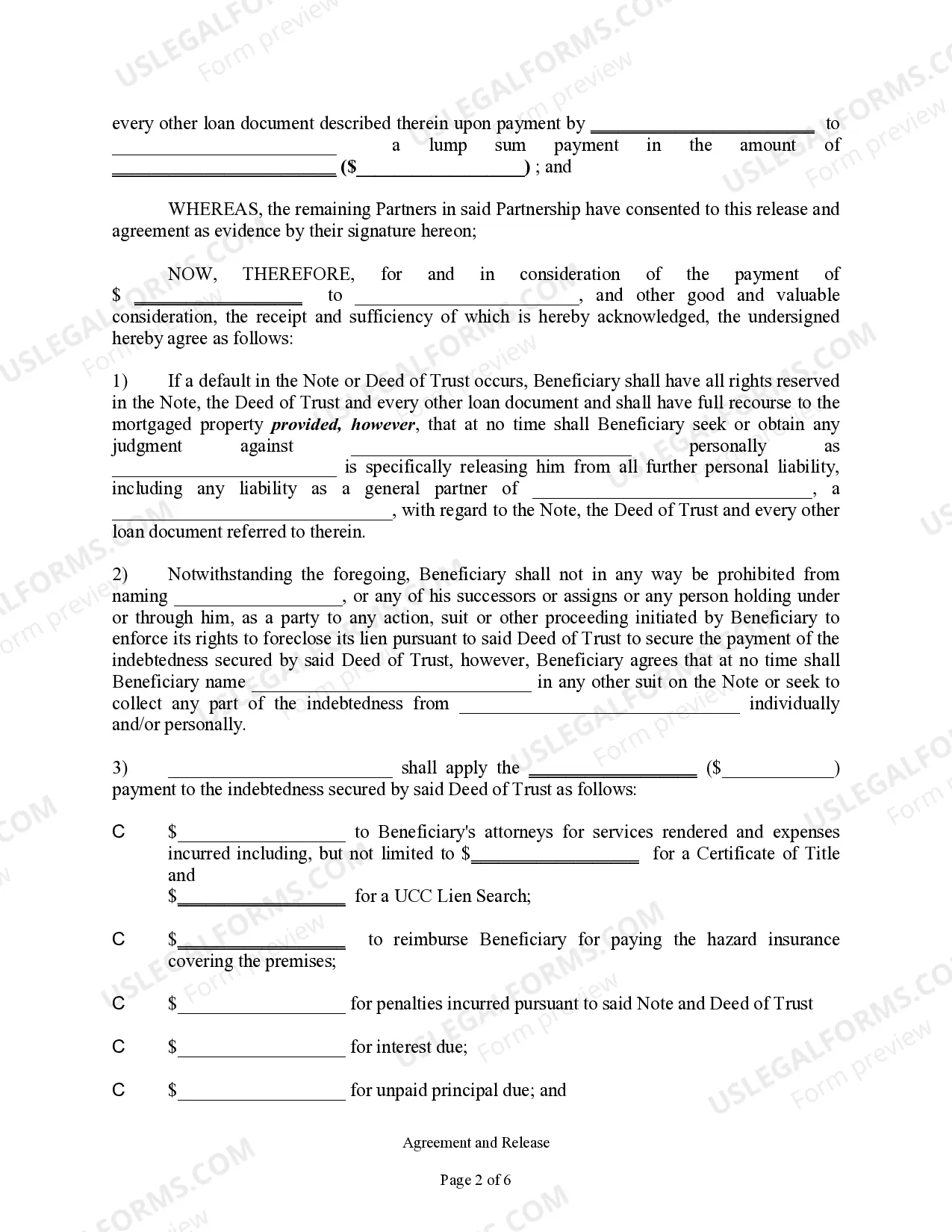 Preview Agreement and Release from Note