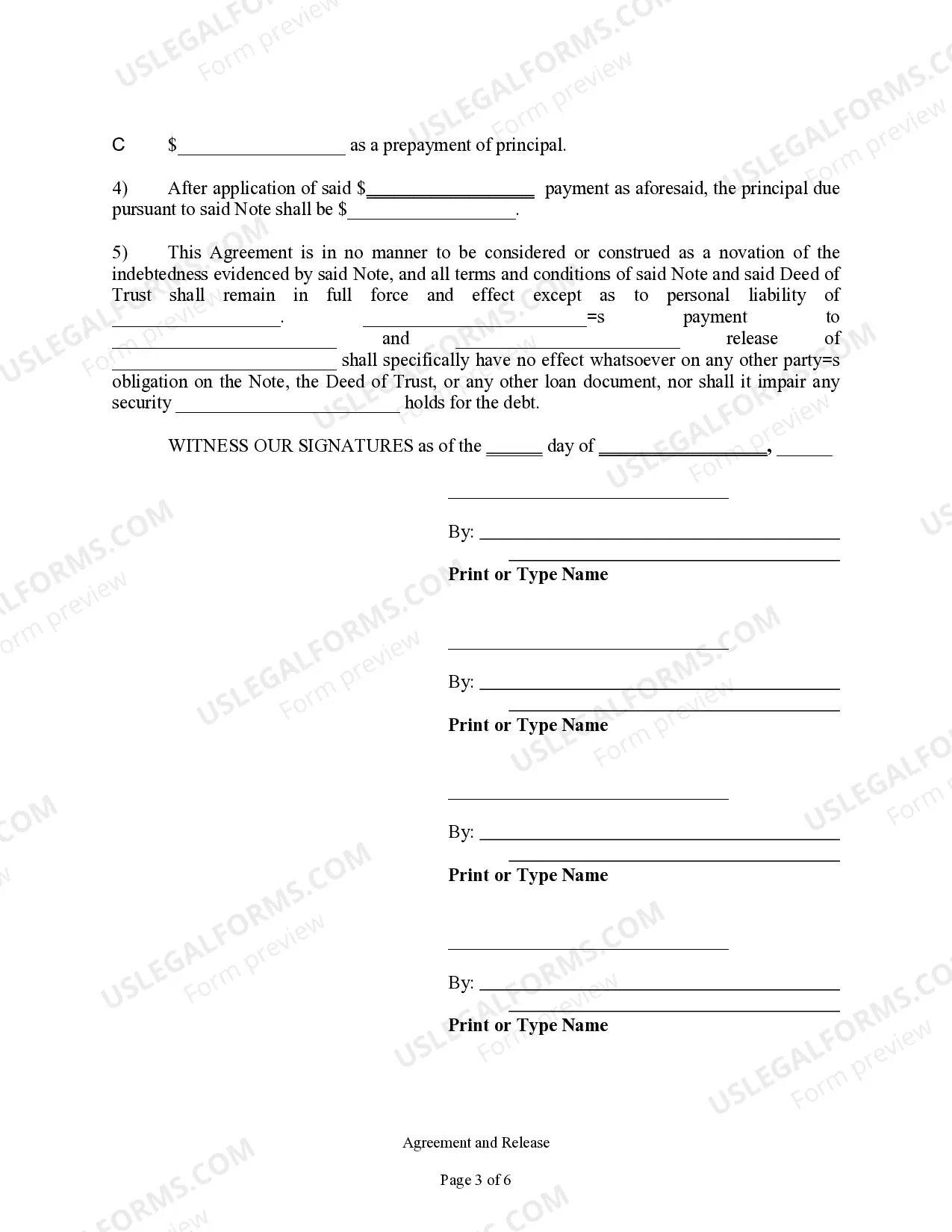 Preview Agreement and Release from Note