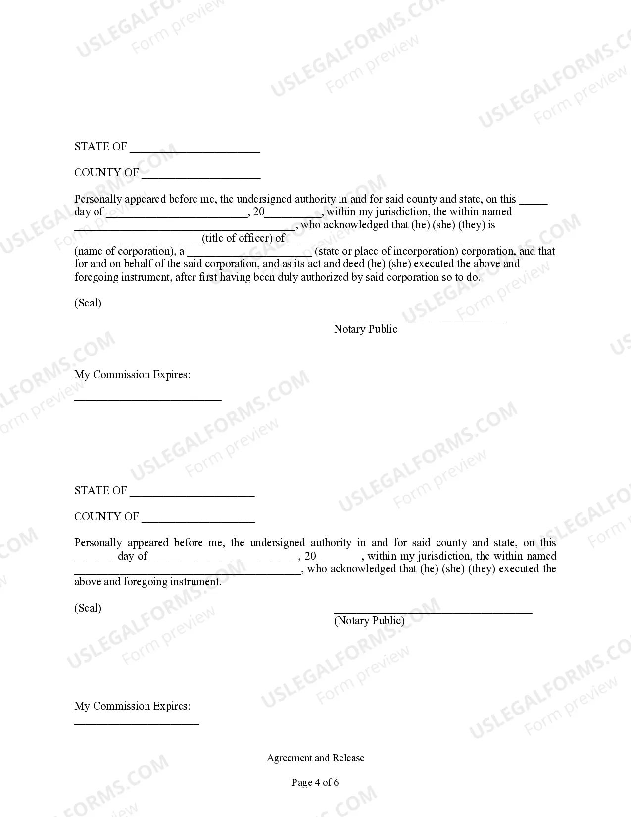 Preview Agreement and Release from Note