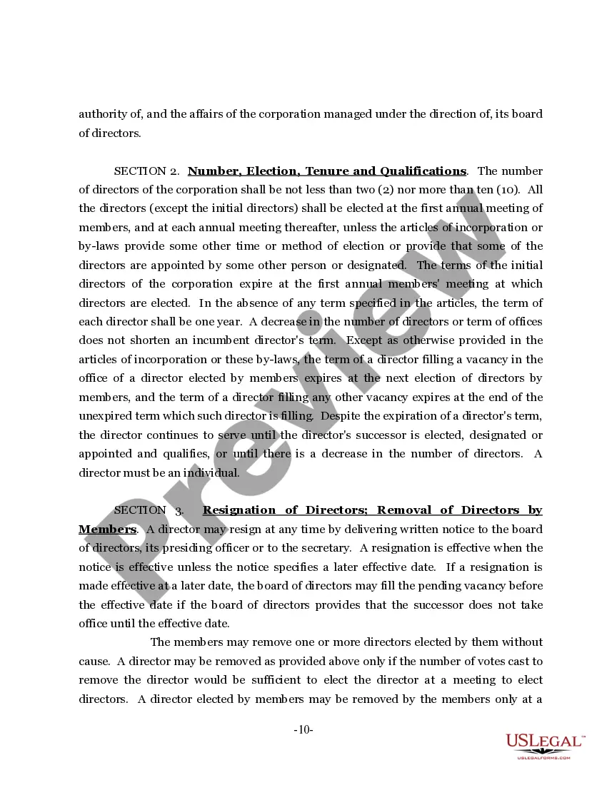 Preview Sample Bylaws for a Mississippi Nonprofit Corporation