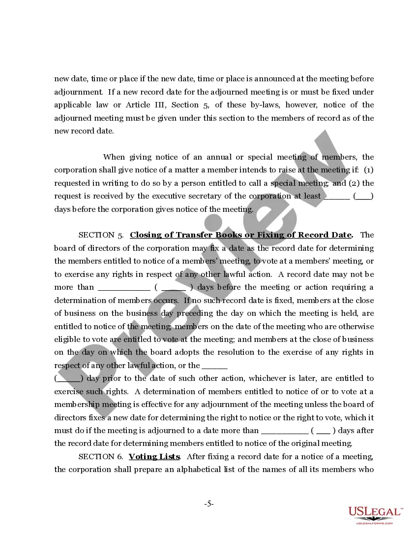 Preview Sample Bylaws for a Mississippi Nonprofit Corporation