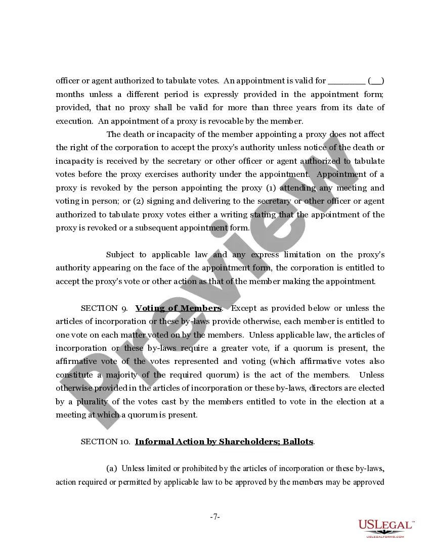 Preview Sample Bylaws for a Mississippi Nonprofit Corporation