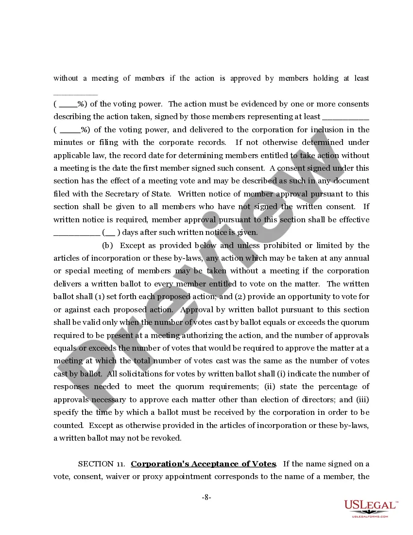 Preview Sample Bylaws for a Mississippi Nonprofit Corporation