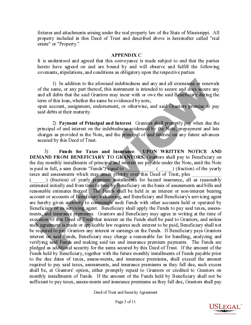 Mississippi Commercial Deed of Trust and Security Agreement Commercial Security Agreement Pdf