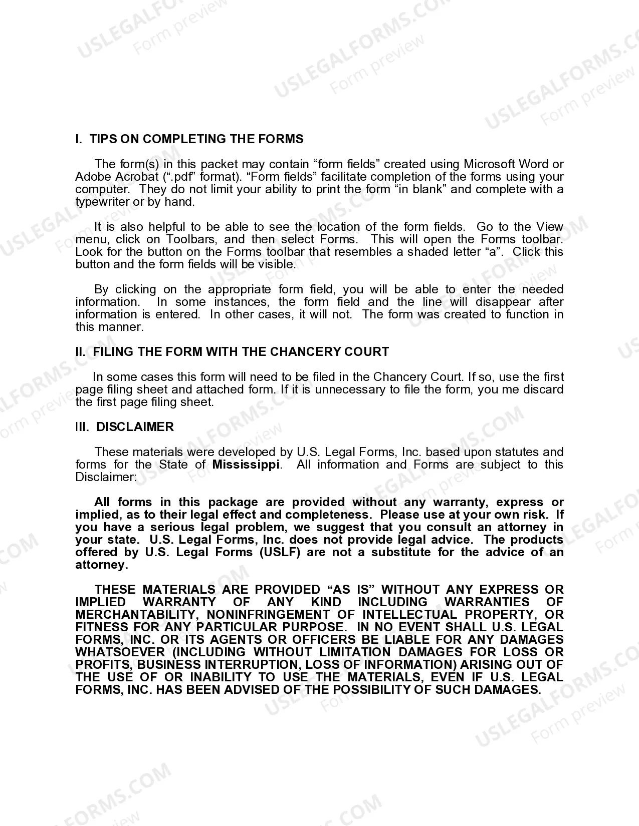 Preview Mississippi Renunciation and Disclaimer of Property - IRA, Annuity or Bond