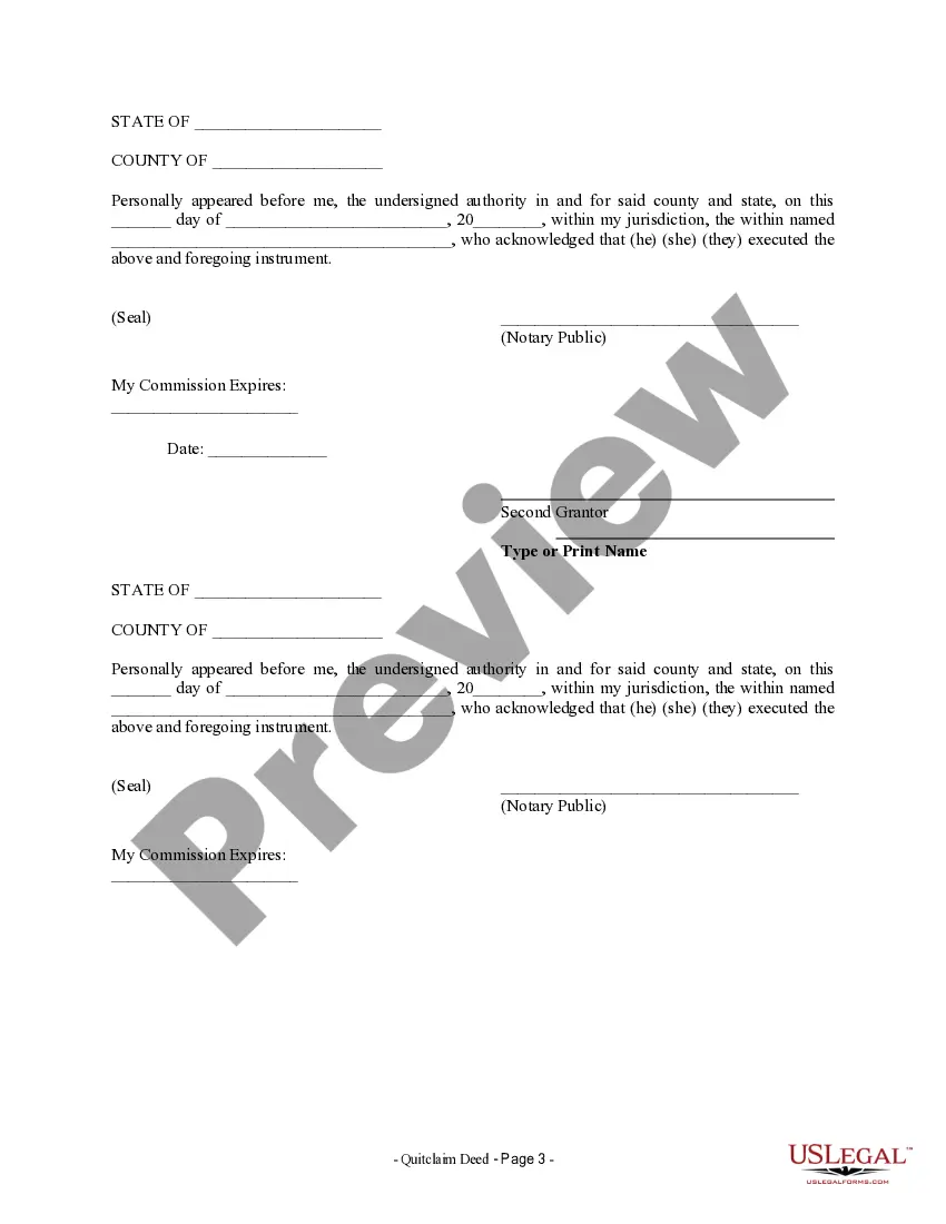Preview Quitclaim Deed from Husband and Wife to LLC