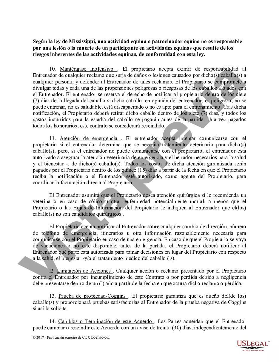 Preview Contrato de Entrenamiento - Caballo Equino Formas