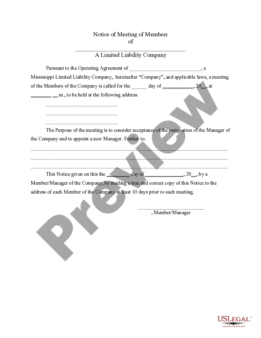 Preview LLC Notices, Resolutions and other Operations Forms Package